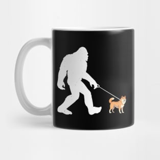 Bigfoot Walking Akita Dog Sasquatch Mug